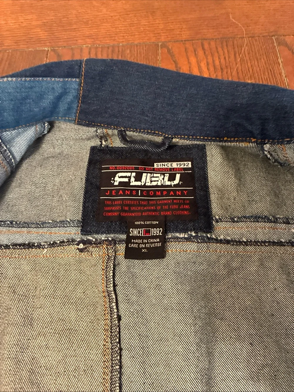 Vintage FUBU Patchwork Denim Jacket Men’s XL Trucker Coat Suede 1990’s
